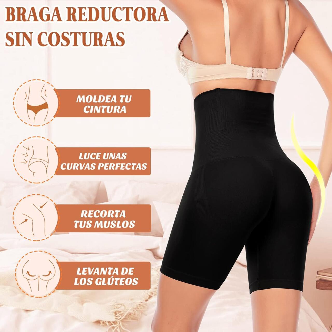 Faja Reductora Mujer Cintura Alta Negro VL830
